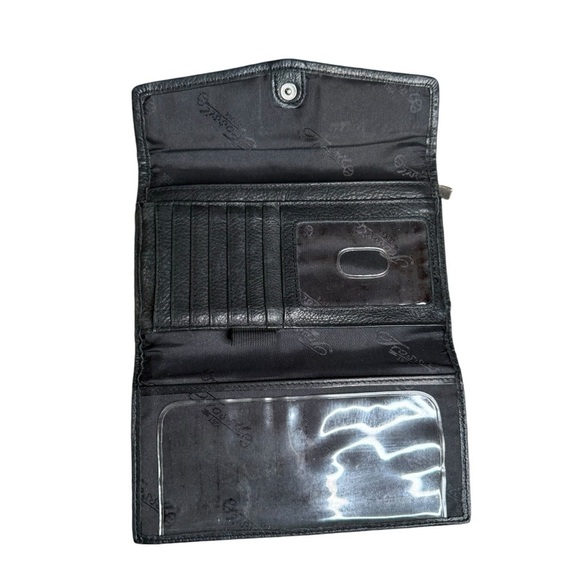 Fossil Black Leather Trifold  Wallet Checkbook Holder Snaps & Zips Ladies VTG - Picture 5 of 5